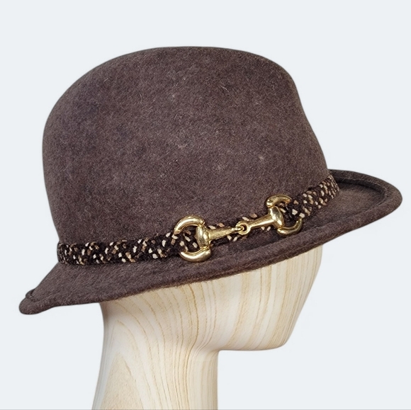 Vintage Kathy Jeanne Brown Wool Hat with Gold Accent Made In U.S.A Women's OS - Picture 13 of 13
